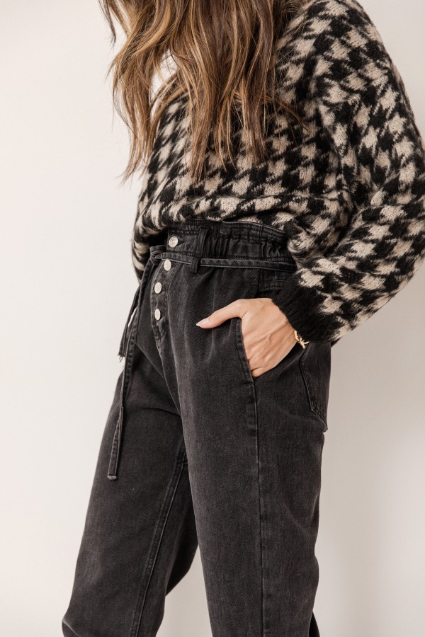 MG060B Spodnie Jeansowe Slouchy Black