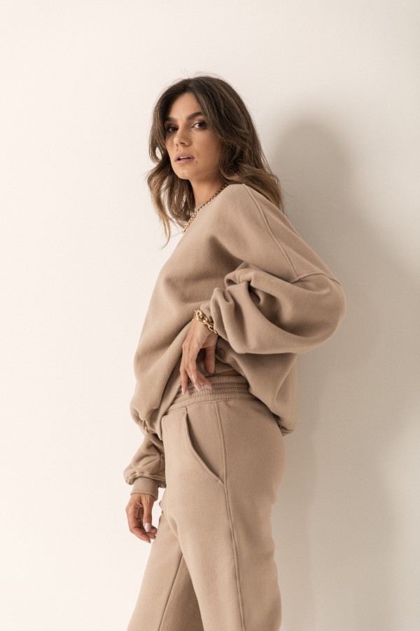 Spodnie Dresowe Joggery Warm Beige
