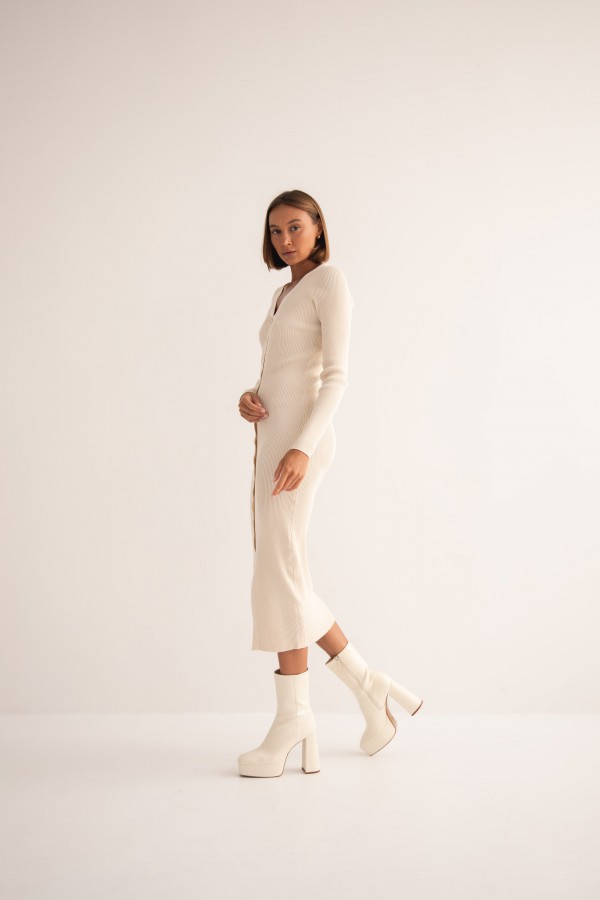 Megan Sukienka Dzianinowa Cream