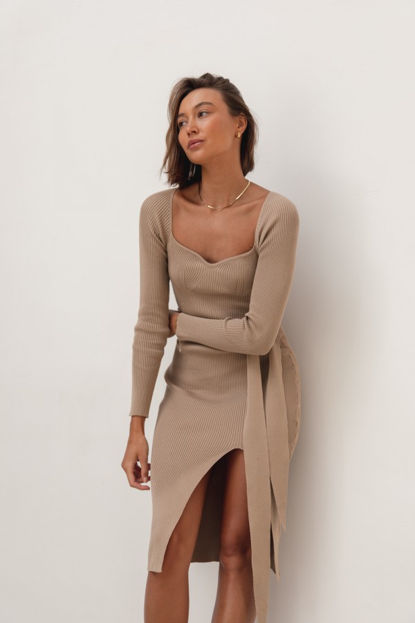 Enrica Sukienka Dzianinowa Beige
