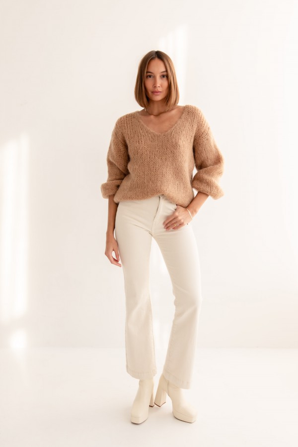Franco Sweter Z Moherem Camel