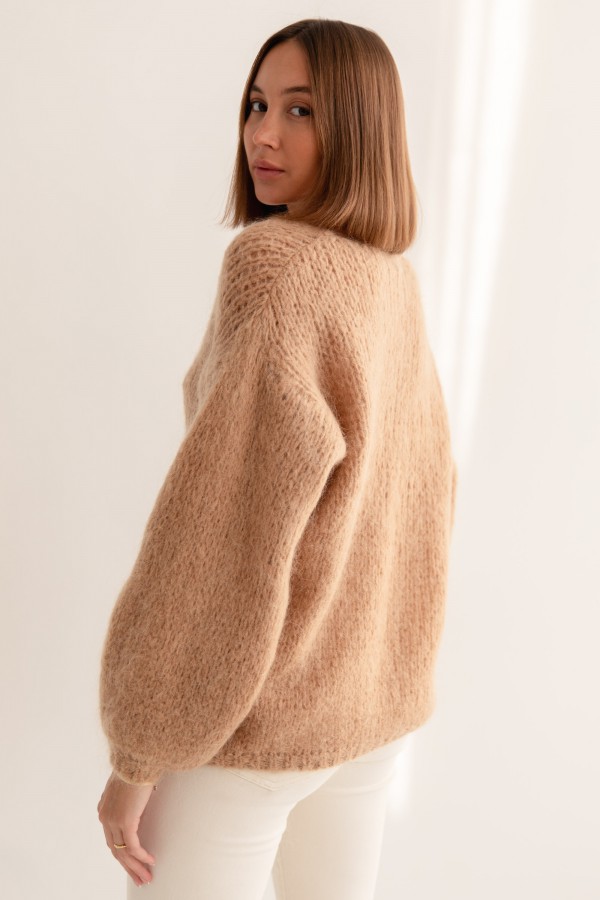 Franco Sweter Z Moherem Camel