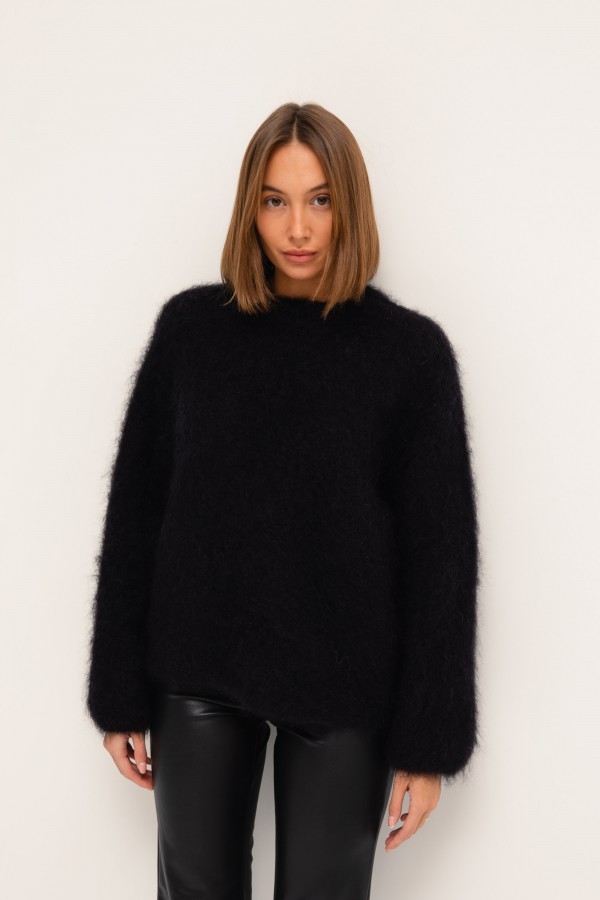 Tommy Moherowy Sweter Czarny Premium