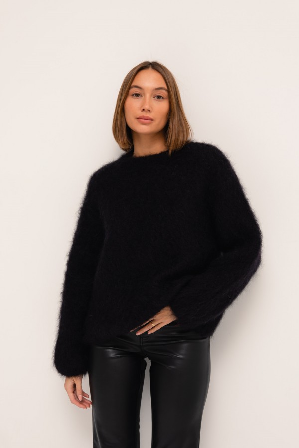 Tommy Moherowy Sweter Czarny Premium