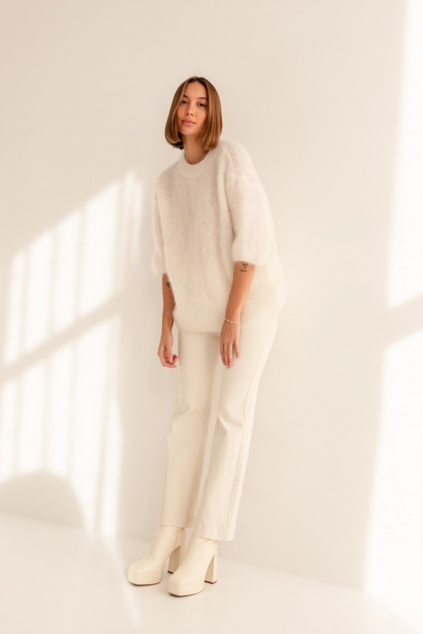 Steven Moherowy Sweter Ecru Premium