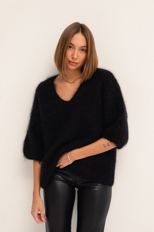 Maxwell Moherowy Sweter Czarny Premium