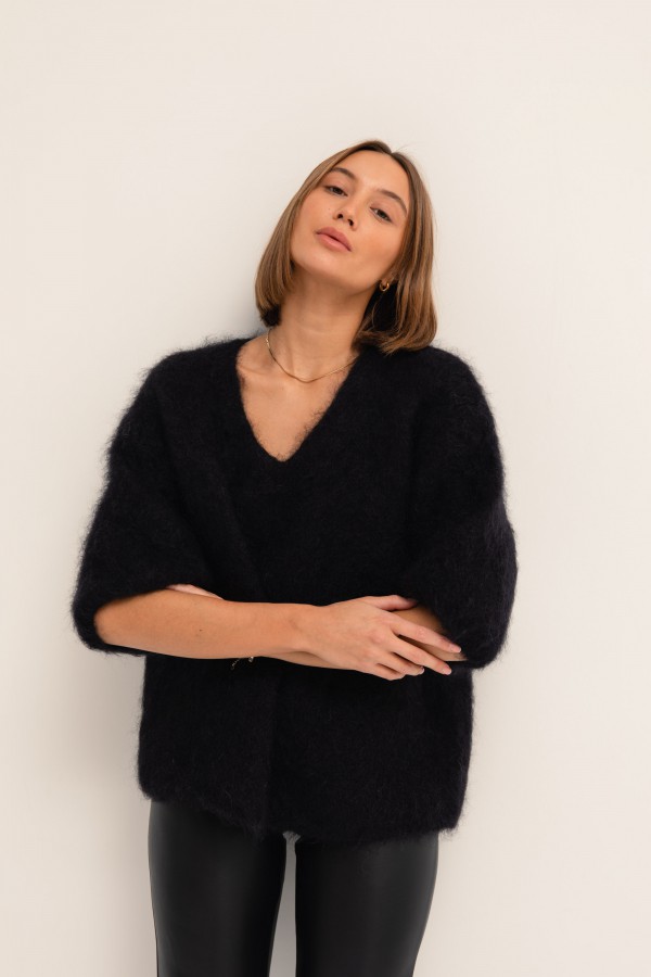 Maxwell Moherowy Sweter Czarny Premium