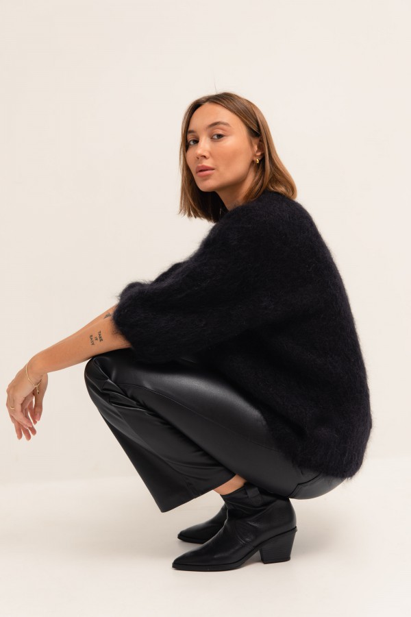 Maxwell Moherowy Sweter Czarny Premium