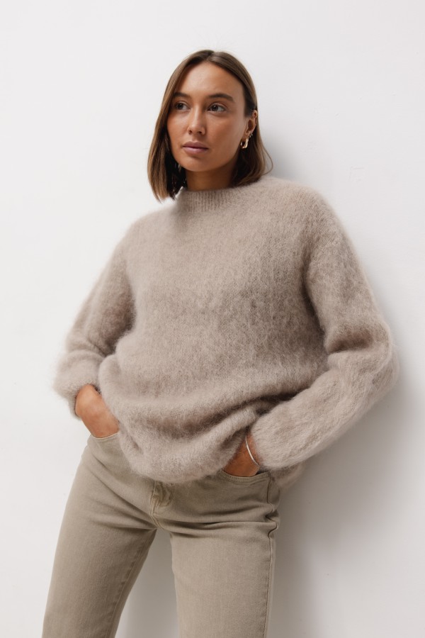 Tommy Moherowy Sweter Beż Premium