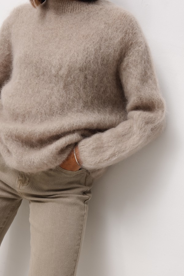 Tommy Moherowy Sweter Beż Premium