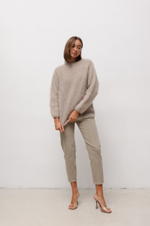 Tommy Moherowy Sweter Beż Premium