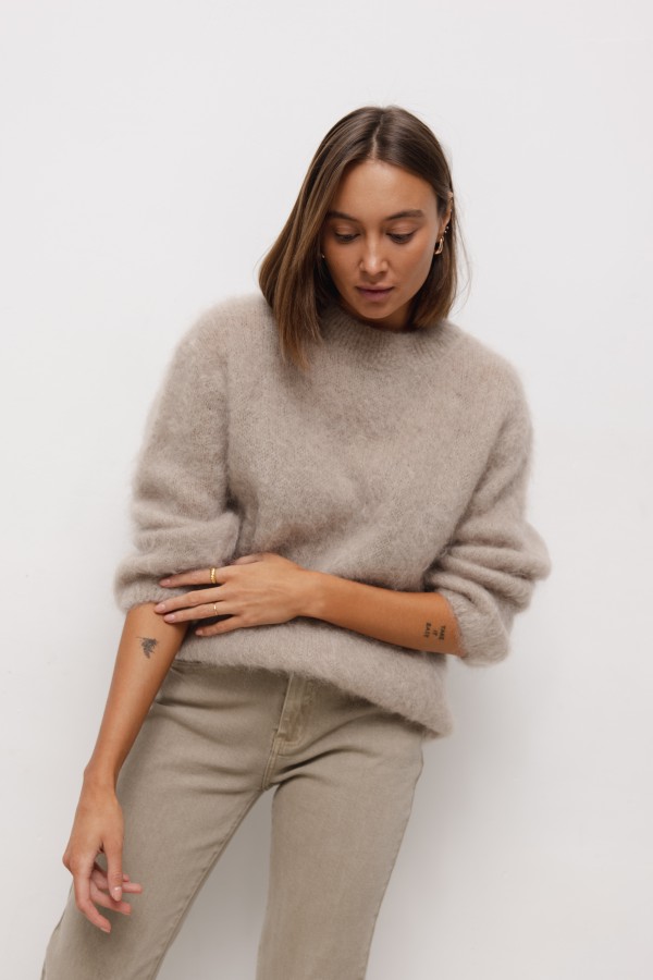 Tommy Moherowy Sweter Beż Premium