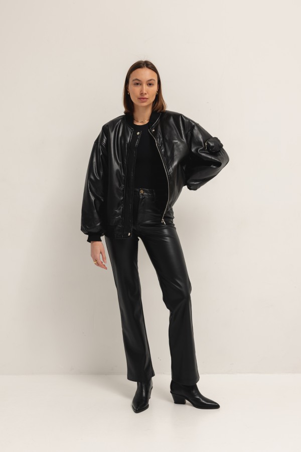8118 Kurtka Bomber Eko Skóra