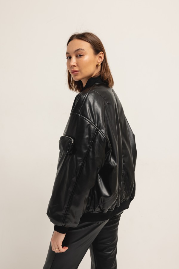 8118 Kurtka Bomber Eko Skóra