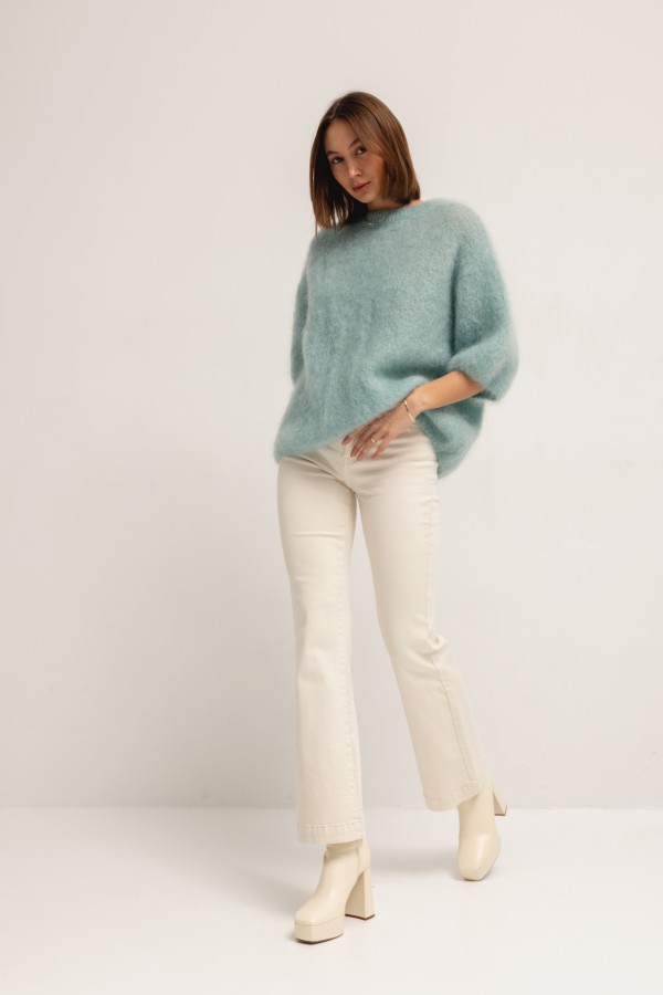 Steven Moherowy Sweter Miętowy Premium