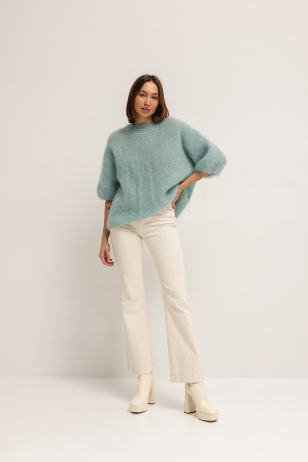Steven Moherowy Sweter Miętowy Premium