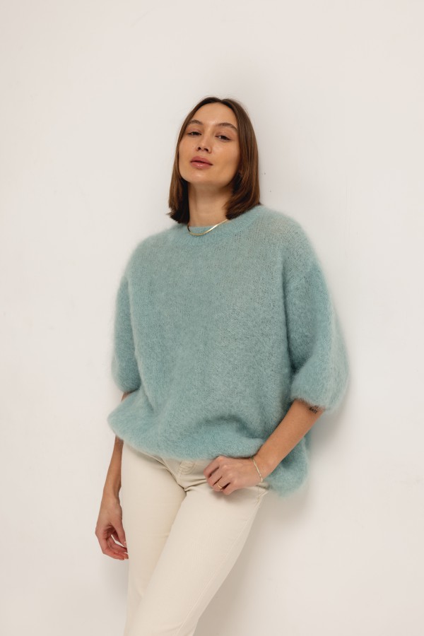 Steven Moherowy Sweter Miętowy Premium