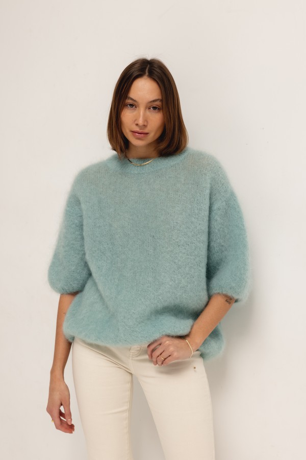 Steven Moherowy Sweter Miętowy Premium
