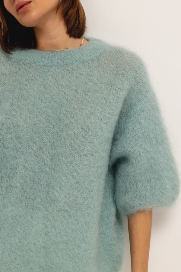 Steven Moherowy Sweter Miętowy Premium