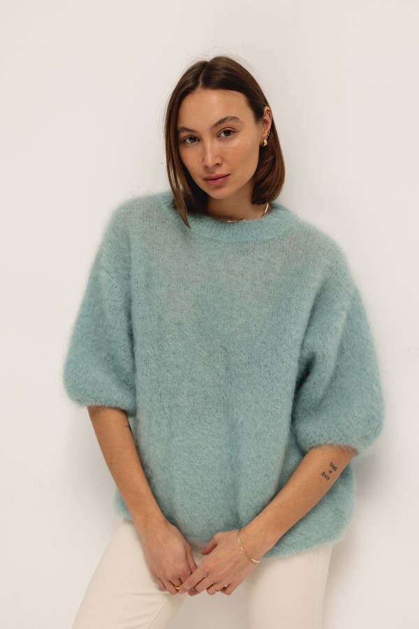 Steven Moherowy Sweter Miętowy Premium