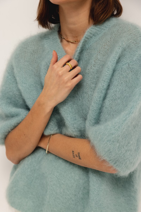 Steven Moherowy Sweter Miętowy Premium