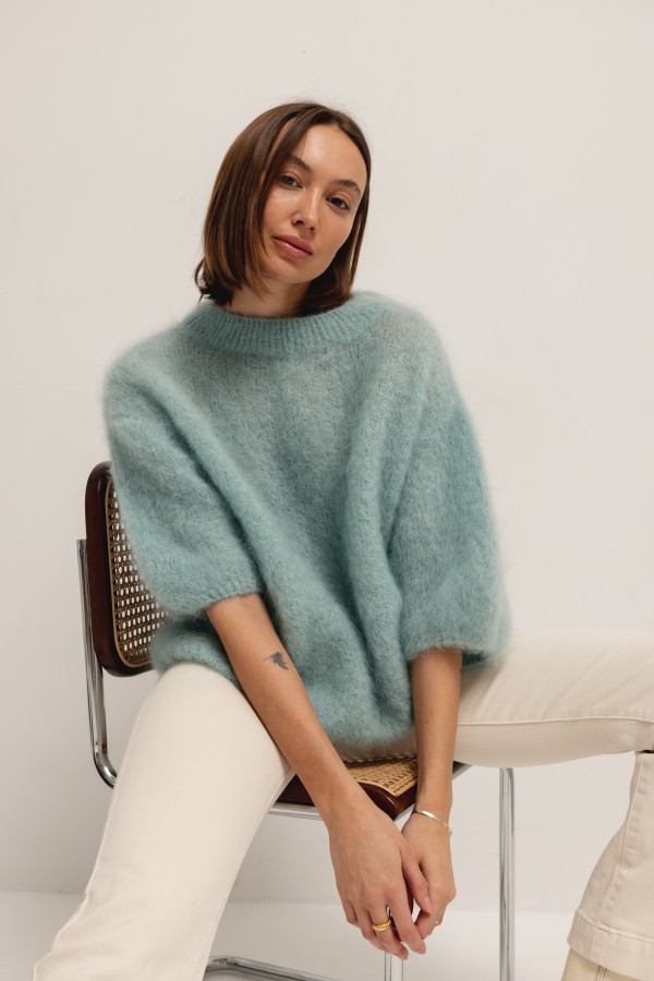 Steven Moherowy Sweter Miętowy Premium