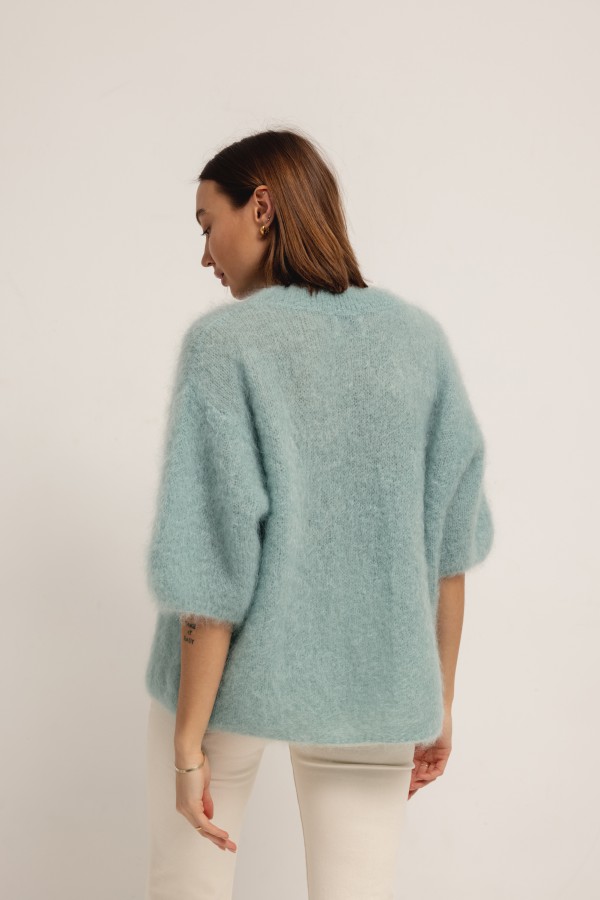 Steven Moherowy Sweter Miętowy Premium