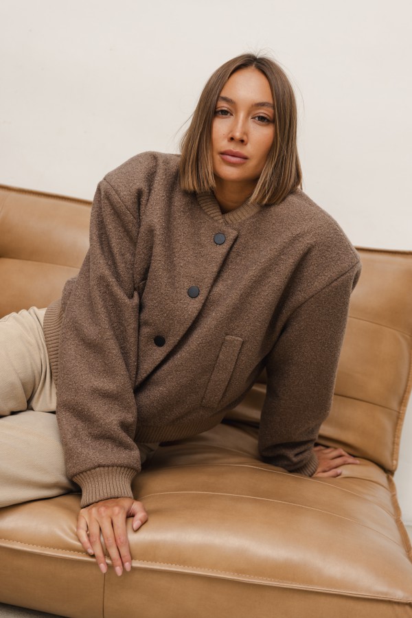 Jade Kurtka Bomberka Boucle Mocca