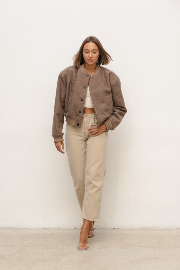 Jade Kurtka Bomberka Boucle Mocca