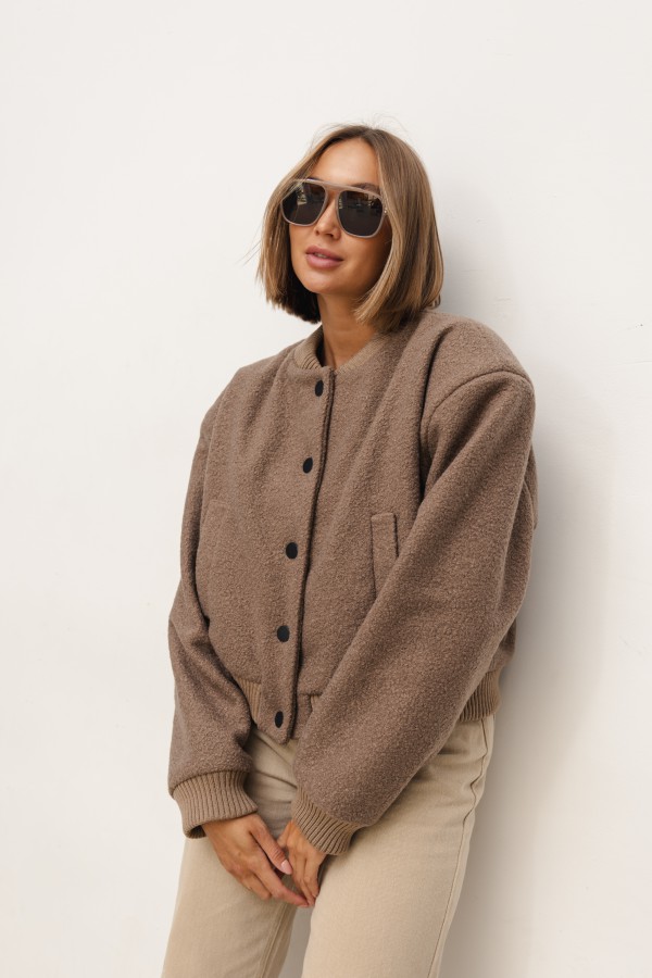 Jade Kurtka Bomberka Boucle Mocca
