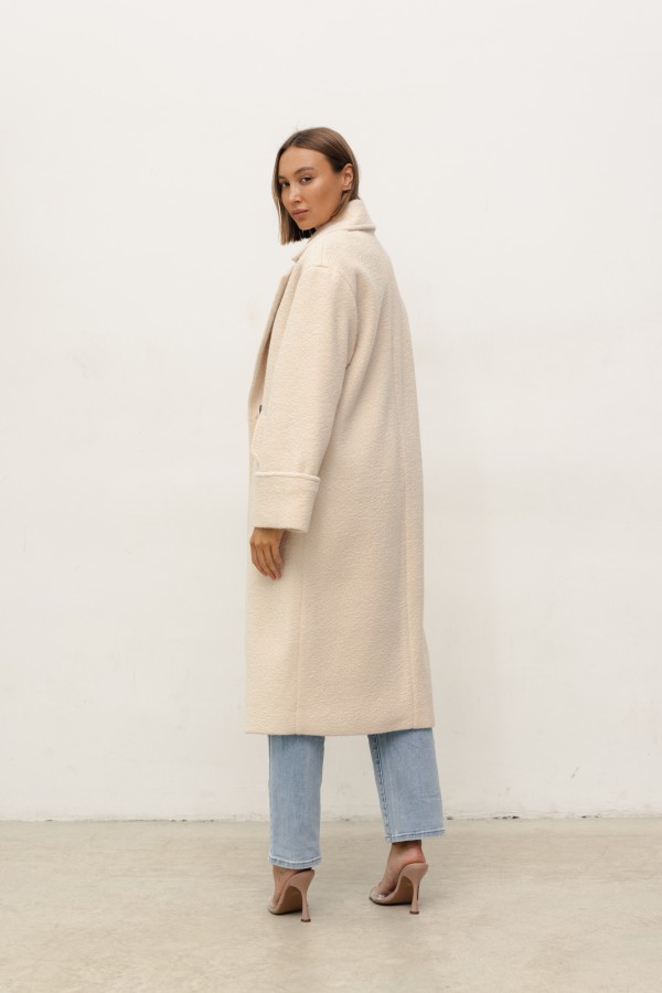 Daniel Płaszcz Wełniany Boucle Cream