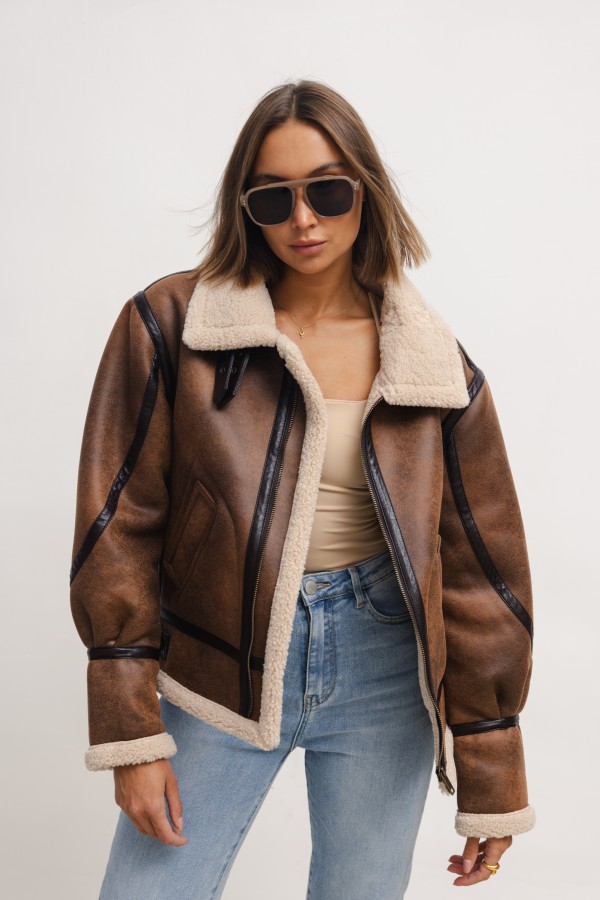 8641 Kurtka z Kożuchem Brown