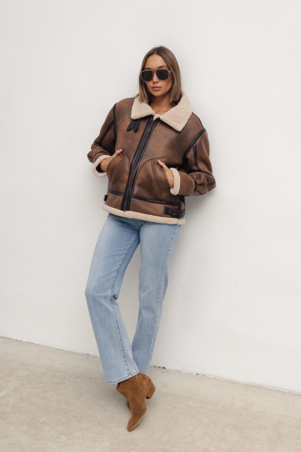 8641 Kurtka z Kożuchem Brown