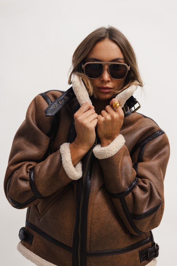 8641 Kurtka z Kożuchem Brown