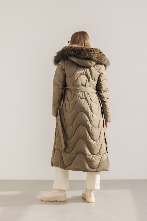 2355 Płaszcz Puchowy Khaki