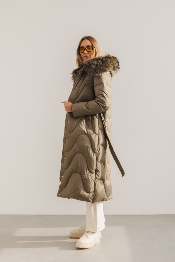 2355 Płaszcz Puchowy Khaki