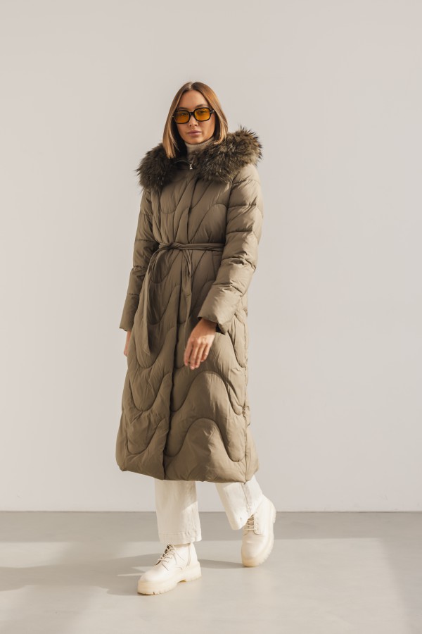 2355 Płaszcz Puchowy Khaki