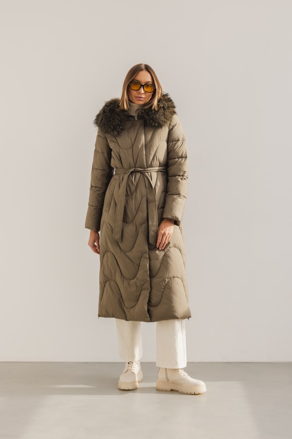 2355 Płaszcz Puchowy Khaki