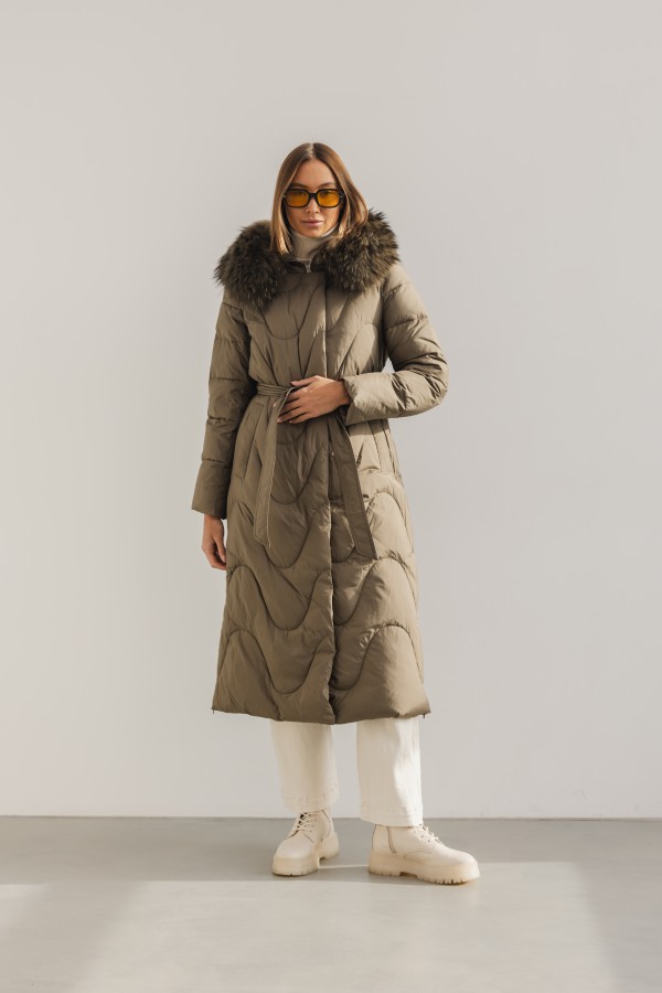 2355 Płaszcz Puchowy Khaki