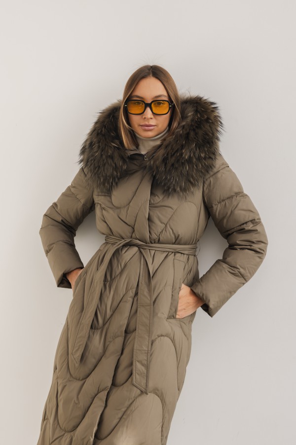2355 Płaszcz Puchowy Khaki