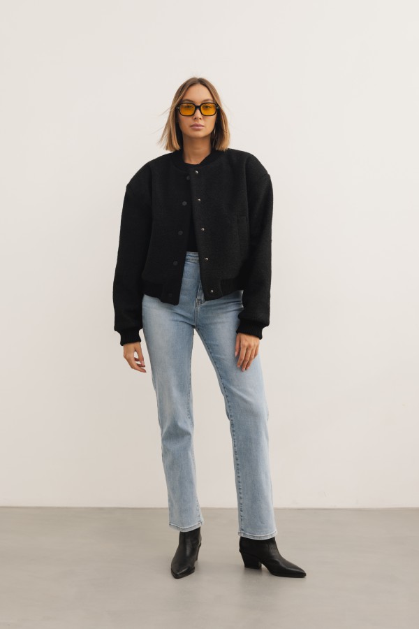 Jade Kurtka Bomberka Boucle Czarna