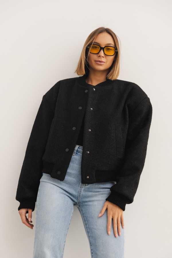 Jade Kurtka Bomberka Boucle Czarna