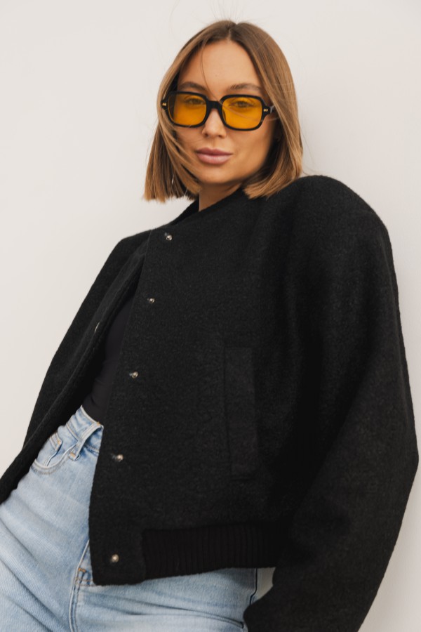Jade Kurtka Bomberka Boucle Czarna
