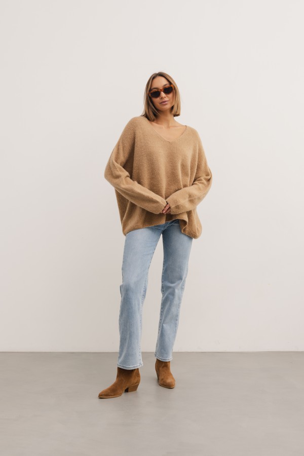 Larry Sweter Z Alpaką Camel