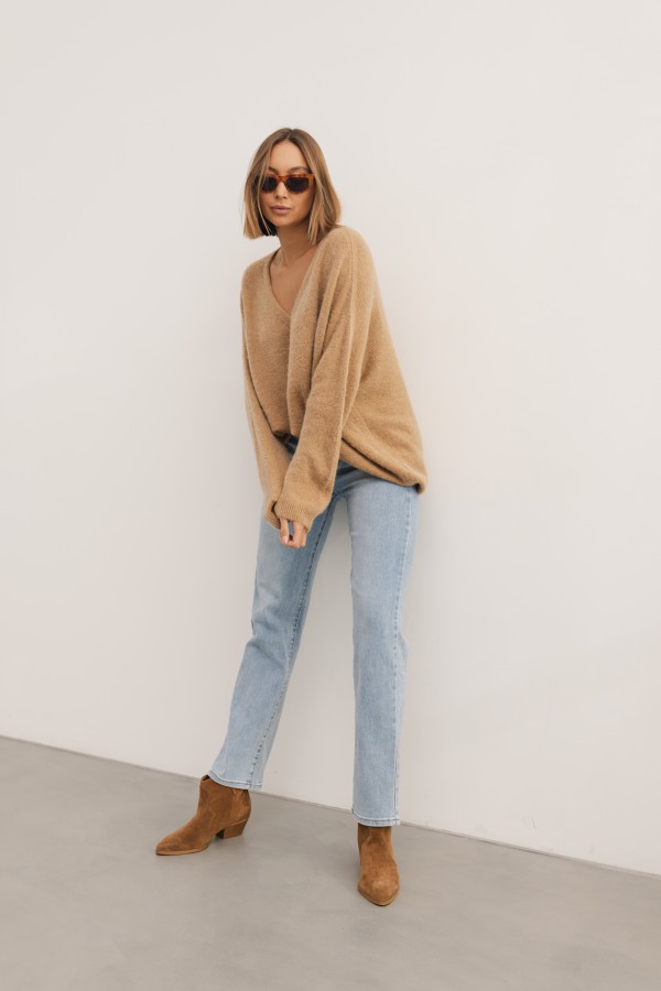 Larry Sweter Z Alpaką Camel