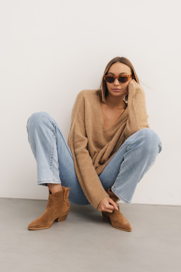 Larry Sweter Z Alpaką Camel