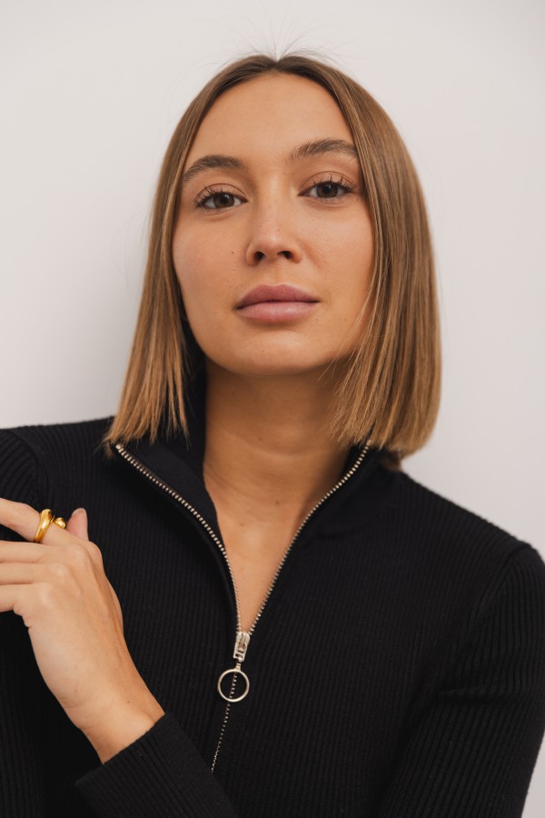 Lara Sukienka Dzianinowa z Suwakiem Czarna